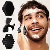 Resim 1pc Taşınabilir Silikon Sakal ve Yüz Temizleme Fırçası - Erkekler için Nazik Exfoliating Scrubber, Derin Temizleme ve Kafa Derisi Dandruff Giderimi için Yumuşak Tüyler, Rutin Temizleme Aracı, Koku Yok 