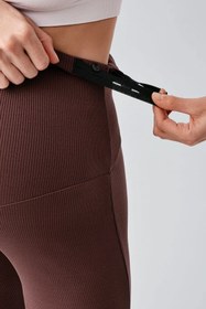 Resim Fitilli Termal Şardonlu Sıcak Tutan Esnek Beli Ayarlanabilir Kışlık İspanyol Paça Hamile Tayt F15 - Siyah / 2XL 