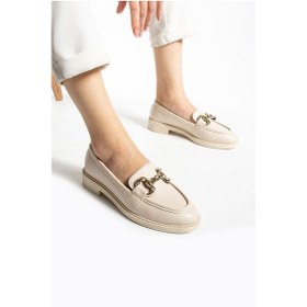 Resim Jane Kadın Loafer Makosen Casual Toka Detay Günlük Ayakkabı Bej 