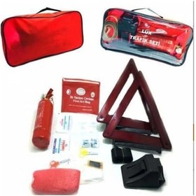 Resim Lüx Trafik Seti Profesyonel Araç Muayene Uyumlu Ilk Yardım Seti Tüv Türk Uyumlu Kare Çantalı 