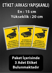 Resim isgtabelam 15x20cm/3adet/ Etiket/Bu Karavan Güvenlik Kamera Uyarısı/v5-2 