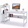 Resim Zizuva Tasarım 150x60x110 CM Raflı ve Kitaplıklı Beyaz Çalışma Masası 