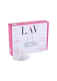 Resim LAV Demet Cam Çay Seti 6 Kişilik 135 ml (6 Çay Bardağı, 6 Çay Tabağı) 