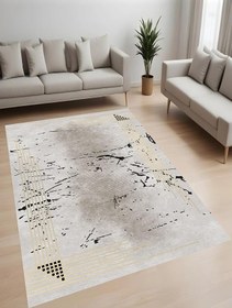 Resim Rovigo Dijital Baskı Yıkanabilir Kaymaz Taban Salon Halısı Ve Yolluk RV080-FNL364, Bej, 180 x 250 