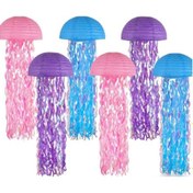 Resim Kangvka 6'lı Set Mavi Pembe Mor Yarıçaplı Renkli Medusa Kağıt Feneri Doğum Günü Asma Dekorasyonu Koyu Mor 