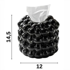 Resim Peony Studio Dekoratif Peçetelik Seramik Peçetelik Siyah Renk WM22011-H 