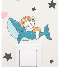 Resim MSticker Sevimli Priz Sticker - Balinada Uyuyan Ayıcık 