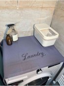 Resim BAGAND Laundry Basklı Gri Çamaşır Makine Örtüsü 