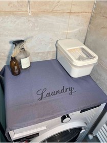 Resim BAGAND Laundry Basklı Gri Çamaşır Makine Örtüsü 
