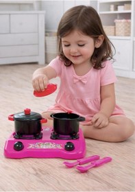 Resim Oyuncak Mutfak Seti Ocaklı & Tencereli Evcilik Oyuncağı Kız Çocuk Oyuncak Seti 