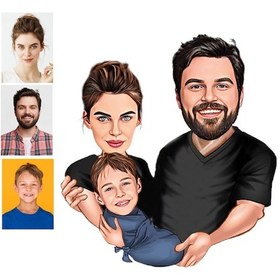 Resim Kişiye Özel Karikatürlü Aile Ahşap - Araba Dikiz Ayna Süsü 
