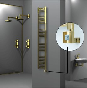 Resim Radiva HAITI Elektirikli Havlupan 300x1800 Düz Altın (KTX1 Termostat) 300W Spiral Kablolu 