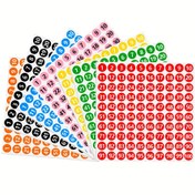 Resim 500/1400 adet 1-100 Sayılı Etiketler, Yuvarlak Renkli Etiket, 1cm Kendinden Yapışkanlı Su Geçirmez Vinil Devamlı Sayılı Etiketler, Ofis Sınıfı Ev Depolama Sınıflandırması için Uygun, 7 Renk 