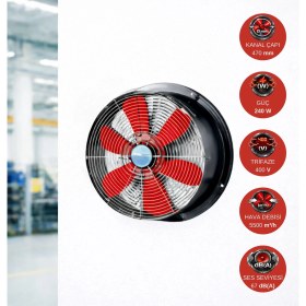 Resim Dündar 45 cm ST 45 240 watt 5500 m3/h 1380 DD 380/400 volt Trifaze Aksiyal Tip Sanayi Fanı Aspiratörü 