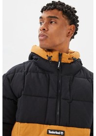 Resim Timberland Progressive Utility Pullover Puffer Erkek 1/2 Fermuarlı Kapüşonlu Şişme Mont Taba-siyah Taba 