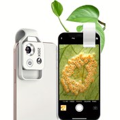 Resim APEXEL 200X Telefon Mini Cep Mikroskobu, Klipsli Mikroskoplar CPL Lens ve LED Işık ile Büyüteç, for iPhone ve Çoğu Telefon için Evrensel Mikroskopik Lens (Beyaz), Taşınabilir Mikroskop, El Mikroskopu, Hafif Mikroskop, Kompakt Tasarım, Yüksek Kaliteli Lens, Dayanıklı Yapı, LED Aydınlatma, Telefon Mikroskopu, Öğrenciler, Hobiçiler 