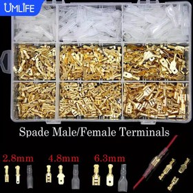 Resim 270-1051 Adet UMLIFE Erkek & Dişi Spade Terminal 2.8/4.8/6.3mm Bakır Krimp Bağlantı Elemanları Şeffaf PVC İzolasyonlu - Otomotiv, DIY Projeler ve Ev Kablolama için Sağlam Elektrik Terminalleri 