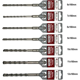 Resim Sds-Plus Matkap Ucu Seti | 7 Parça 6mm - 12MM | Kırıcı Delici Hilti Uyumlu Beton Delme Uçları 