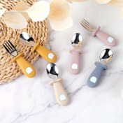 Resim 2 Set TYRY.HU Bebek Çocuk Silikon Paslanmaz Çelik Yemek Takımları Gümüş, Karışık Renk, Kaşık Çatal, Bebek Çocuk için, Christmas Cadılar Bayramı Hediyeleri ile 