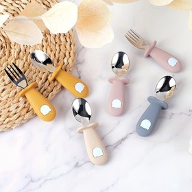 Resim 2 Set TYRY.HU Bebek Çocuk Silikon Paslanmaz Çelik Yemek Takımları Gümüş, Karışık Renk, Kaşık Çatal, Bebek Çocuk için, Christmas Cadılar Bayramı Hediyeleri ile 
