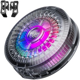 Resim EN SİGA Cep telefonu soğutucu radyatör telefon soğutma fanı manyetik RGB ışık Mini Fan yarı iletken soğutma 