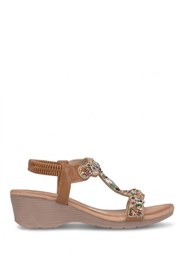 Resim Guja 26Y226 Kadın Taşlı Dolgu Topuk Sandalet Camel 