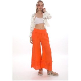 Resim Eren Style İtalyan Fisto Detaylı Keten Pantolon-9186 Oranj 