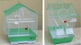 Resim Dayang iki kapı çatılı muhabbet kuşu kafesi yeşil 30x23 