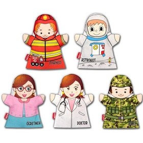 Resim 5 Parça Meslekler El Kukla Set , Eğitici Oyuncak 