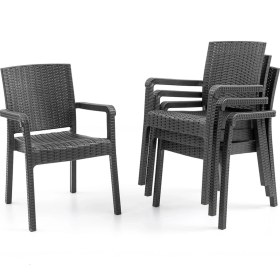 Resim King 4'lü Rattan Sandalye Siyah Siyah 