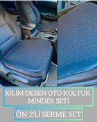 Resim rebols KİLİM DOKUMA TERLETMEZ %100 PAMUK OTO KOLTUK MİNDER SETİ 2'Lİ (SİYAH) 