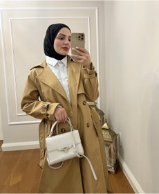 Resim Esre Store 999 Kemerli Tesettür Trençkot Camel 