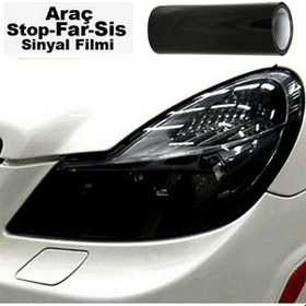 Resim Far Stop Filmi Far Folyosu Koyu Parlak Siyah Far Çizik Çizilme Engelleyici Folyo 100cm X 30cm 