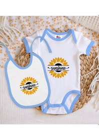 Resim Bk Kids Sunshine Tasarımlı Mavi Bebek Body Zıbın Ve Mama Önlüğü H Çok Renkli 