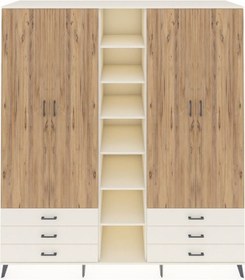 Resim Kronos Dolap 13 Raflı 6 Çekmeceli 2 Askılı 220x59x243 Aytaşı-çam/aytaşı Atlas Çam/aytası 