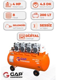 Resim Hava Kompresörü Sessiz Ve Yağsız Hava Kompresörü 200lt Gps750x4 