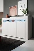 Resim ECM Konsol Led Aydınlatmalı Şık Modern Ve Zarif Konsol Beyaz Mat Büfe 