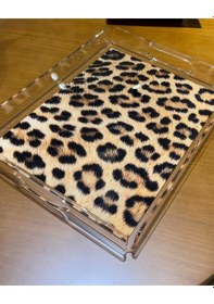 Resim Le Murano Leopar Desenli Pleksi Tepsi 36x26 Cm Çok Renkli 