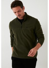 Resim Buratti Slim Fit Anti-Pilling Tüylenme Yapmayan Bato Yaka Şardonlu 2'Li Paket Erkek Polar 5906001S2 Haki-Lacivert 