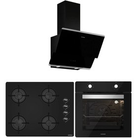 Resim Silverline - Hafele 65 Cm Ocak Siyah Ankastre Set (3490 Oslo - Hafele Luce 65cm Ocak - BO6501B01) 