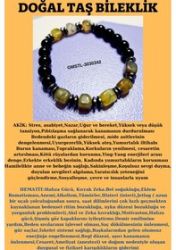 Resim Gümüştel El Sanatları Sertifikalı Orijinal Doğal Taş Bileklik Akik Hematit Sürpriz Hediyeli Yeşil 