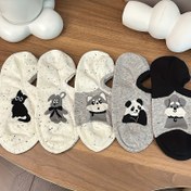 Resim 5 Çift Kadın Karikatür Hayvan Ayak Bileği Çorapları - Nefes Alabilen File Görünmez Tekne Çoraplar Sevimli Kedi, Panda ve Rakun Tasarımlı, İki Renkli Bloklama İlkbahar/Yaz Günlük Kullanım için, Yazlık Ayakkabı | Eğlenceli Çorap Tasarımları, Şirin Çoraplar 