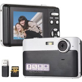Resim Wezone Siyah Dijital Fotoğraf Makinesi 48mp 1080p Video Kaydı 16x Zoom Otomatik Odak 2.4" Ekran 32gb Hafıza Kartı Ve Kart Okuyucu Dahil 