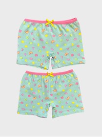 Resim elmas kids Kız Çocuk Pamuklu Yıldız Ay Desenli Yeşil 2li Boxer 