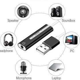 Resim TeknoKapsül 5072 7.1 USB Harici Ses Kartı 3.5 mm Çevirici Dönüştürücü Ses Kartı 