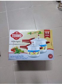 Resim Termo Alüminyum Düdüklü Tencere 8lt Ve 4lt Tek Kapak İki Tencre Gümüş 