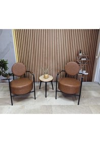 Resim Azra Mobilya Venüs 2 Berjer Set İskandinav Keten Berjer - Büro - Ofis Koltuğu - Ofis Mobilyası -bekleme Salonu Kahverengi 