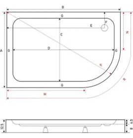 Resim Shower Oval Asimetrik Monoblok Duş Teknesi 80*100 