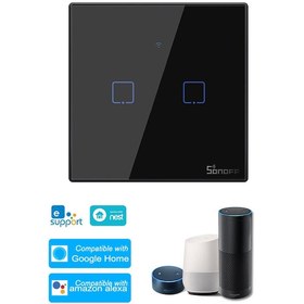 Resim Sonoff Tx-T3Eu2C Wi-Fi &Rf Akıllı Wifi Duvar Dokunmatik Anahtarı 