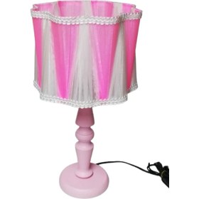 Resim Pembe Kız Çocuk Odası Abajuru,pembe Yatak Odası Abajuru Lila Yeşil Top Abajur 
